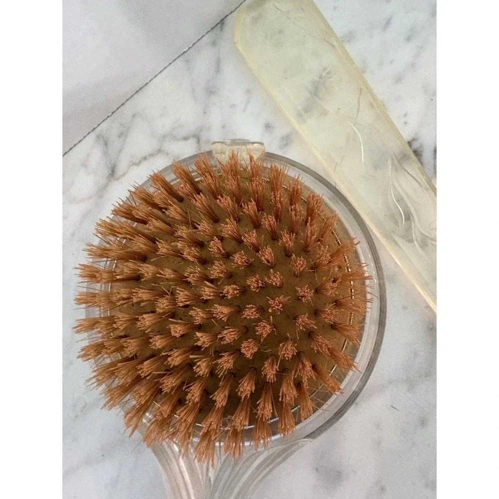 Vtg Early 20th Century Lucite Hand Held Mirror Brush Floral Bouquet Medallian - Picture 7 of 8